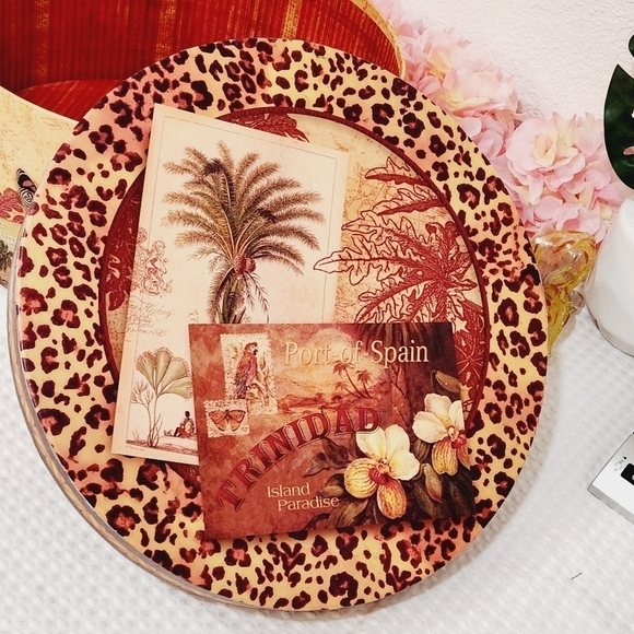 PAMELA Gladding Cheeta/postcard Red Orange Hat Box - Picture 2 of 6